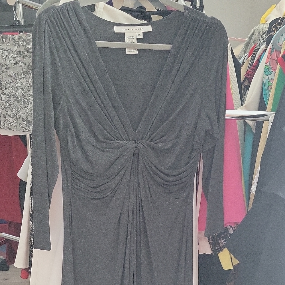 Max Studio Charcoal Long Sleeve Dress